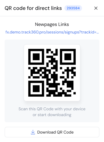 QR code generation for tracking links