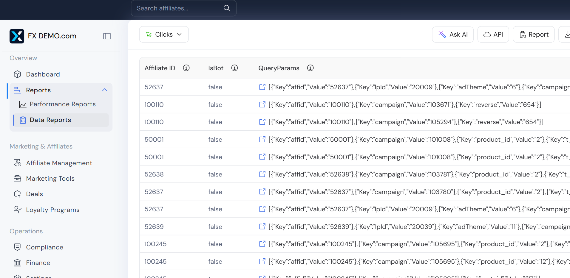 Track360 clicks report with bot validation, traffic source analysis and fraud detection